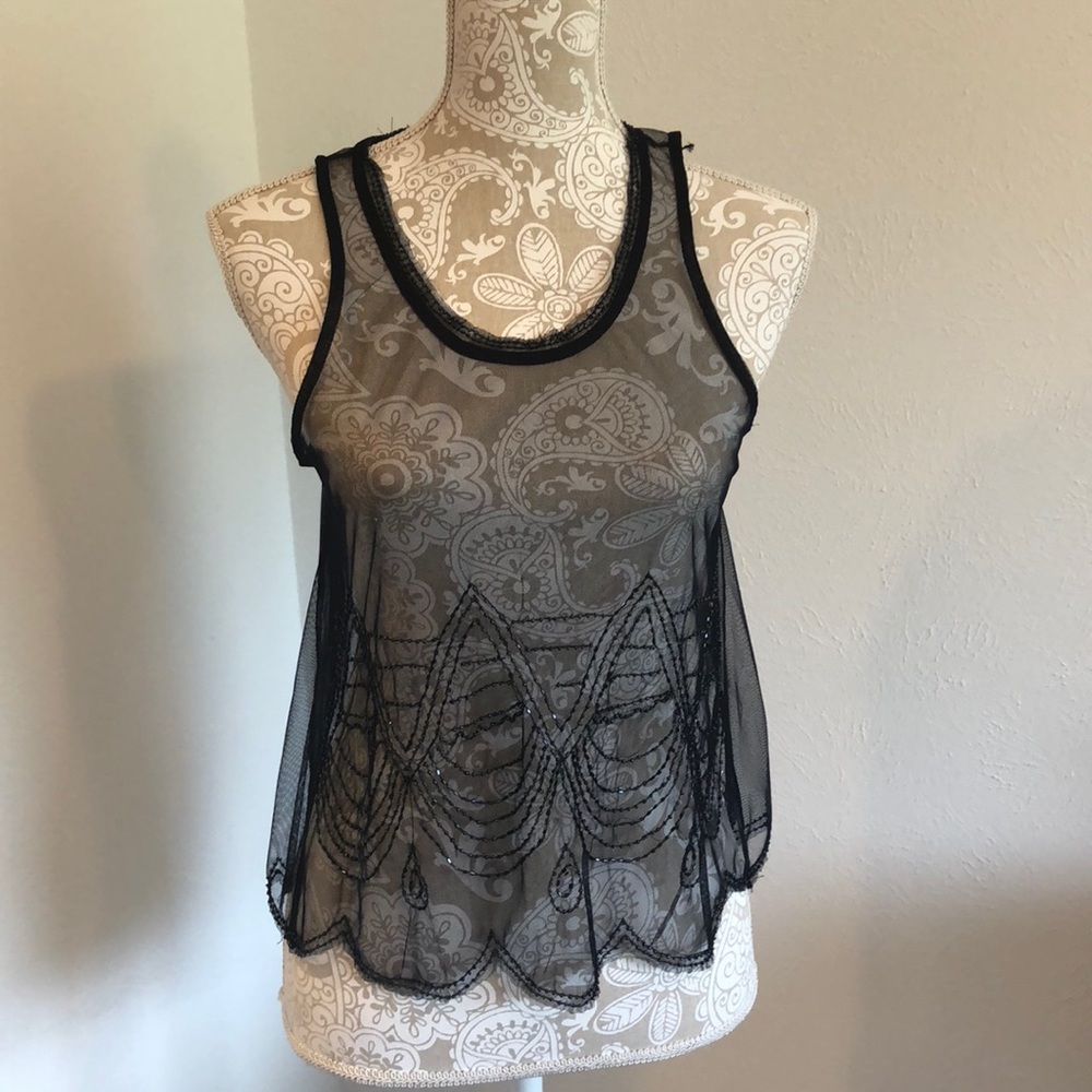 Navy blue tulle top